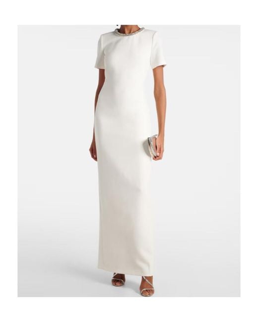 Roland Mouret White Embellished Crêpe Gown