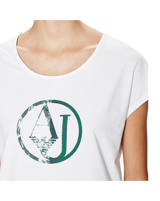 Armani Jeans White Armani Denim Cotton Printed Bat T-Shirt A5H56Ah10