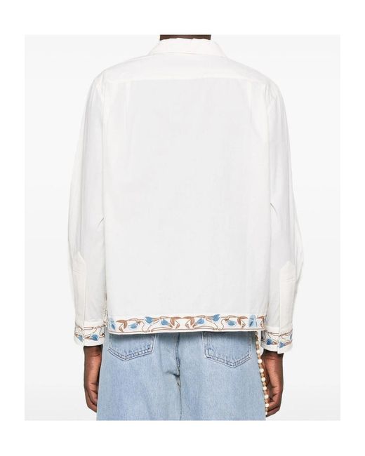 Bode White Noveau Vine Embroidered Shirt for men