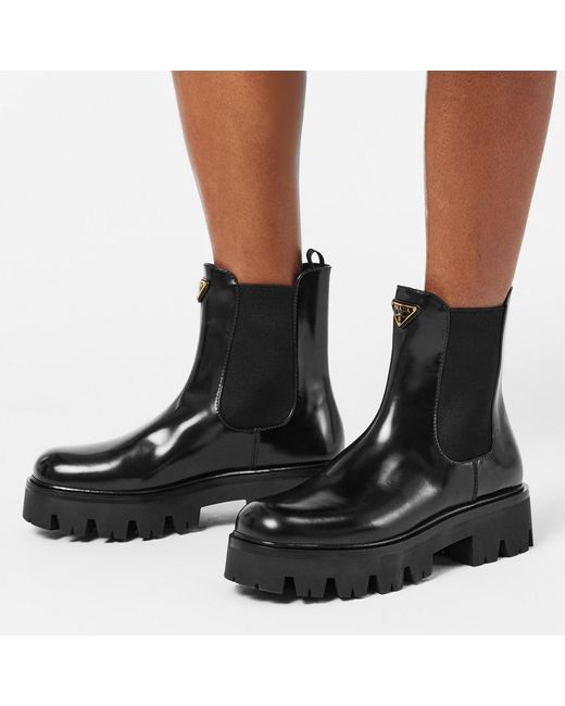 Prada Black Leather Chelsea Boots