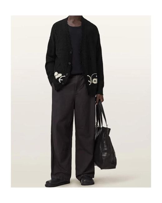 AllSaints Black Jacquard Cardigan for men