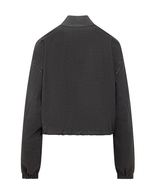 Fabiana Filippi Black Bead Embellished Zipped Cropped Jacket