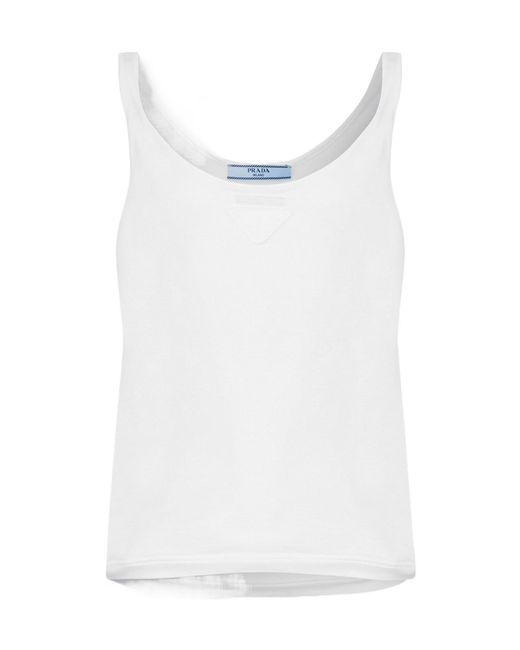 Prada White Scoop-Neck Tank Top