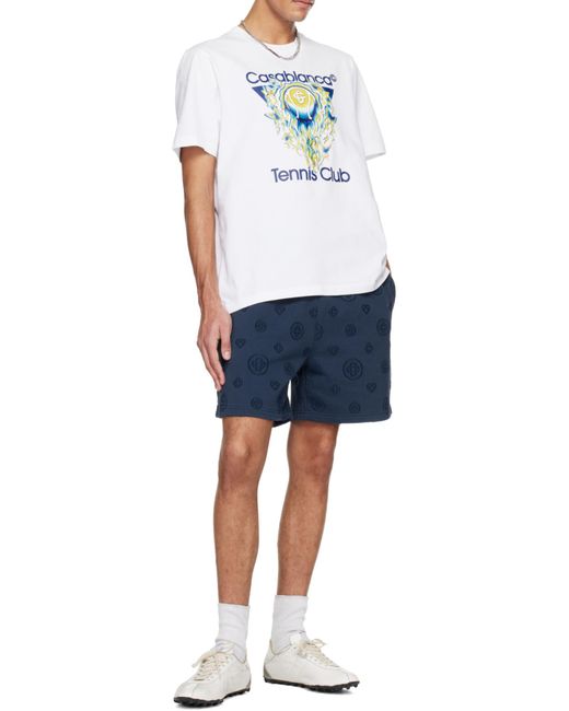 Casablanca Blue Monogram Drawstring Shorts for men