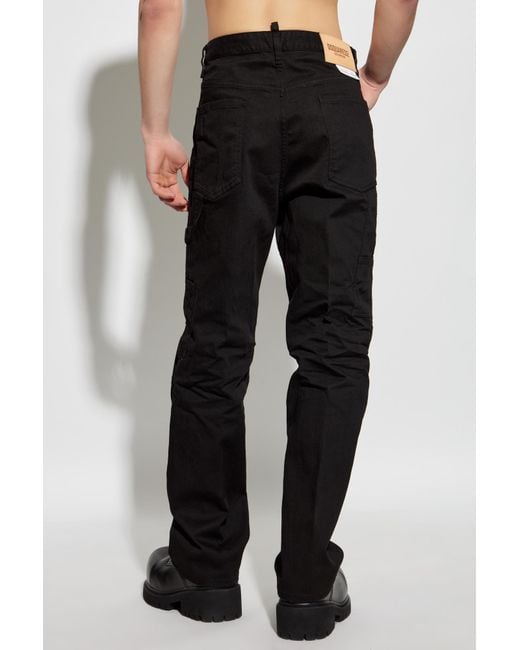 DSquared² Black Straight-Leg Cargo Trousers for men