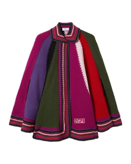 Emilio Pucci Red Wool Cape Coat