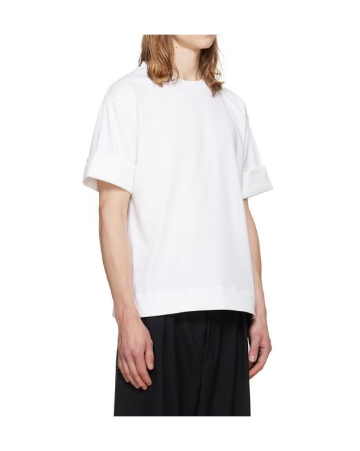 Simone Rocha White Crew Neck Rolled-Up T-Shirt for men