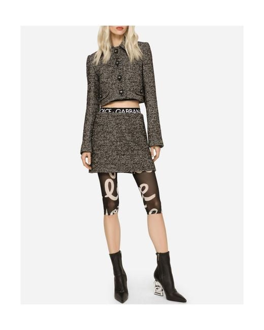 Dolce & Gabbana Green Tweed Cropped Button-Up Jacket