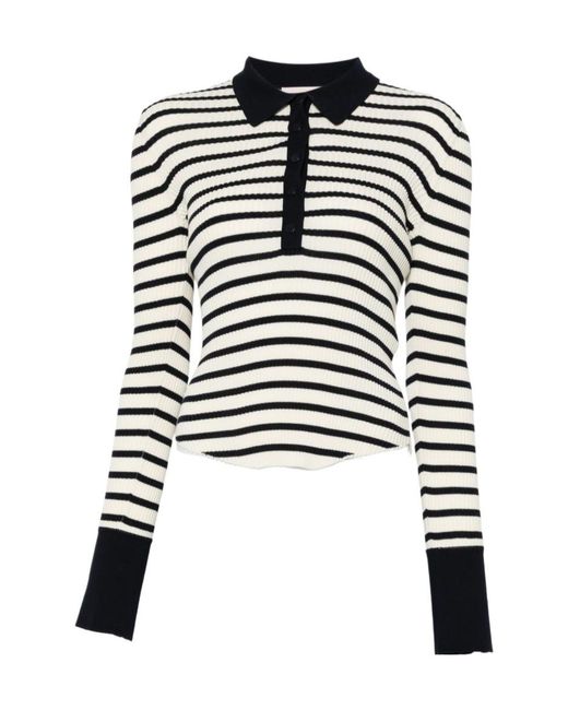 Semicouture Black Striped Collared Polo Shirt