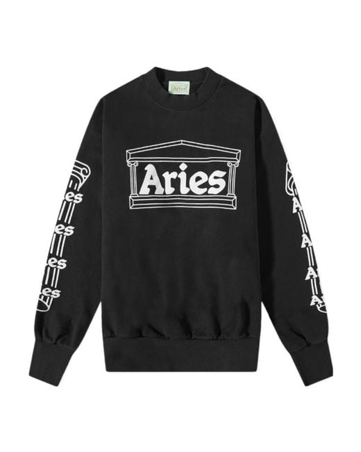 Aries Black Logo Printed Crewneck Sweatshirt for men
