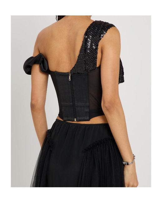 Vivienne Westwood Black Sequin-Embellished Mesh Corset Top