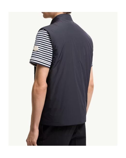 Moncler Blue Sahel Logo Patch Puffer Gilet for men