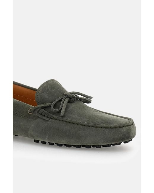 Tod's Gray Logo Detailed Lace-Up Boat Shoes for men