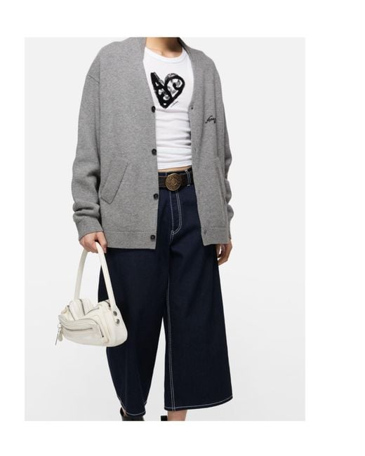 Acne Gray V-Neck Cardigan Knitwear for men
