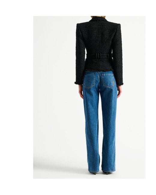 Balmain Black Belted Tweed Jacket