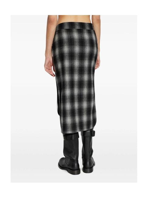 IRO Black Plaid Skirt