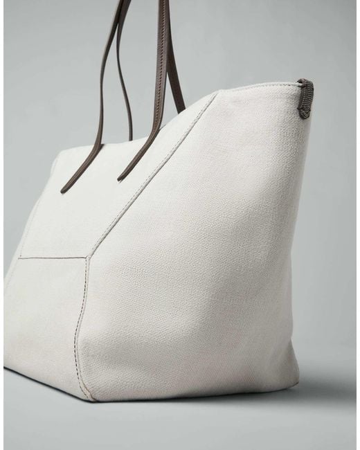 Brunello Cucinelli Gray Monili-Detailed Top Handle Bag