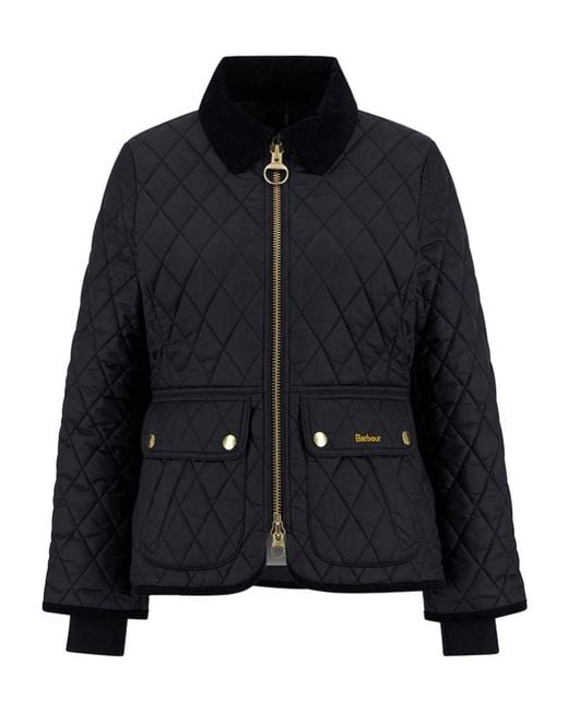 Barbour Black Logo Embroidered Quilted Jacket