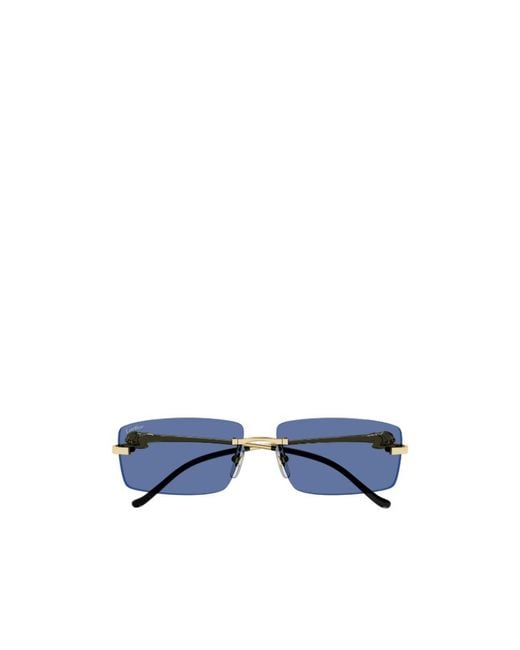 Cartier Blue Rectangular Frame Sunglasses for men