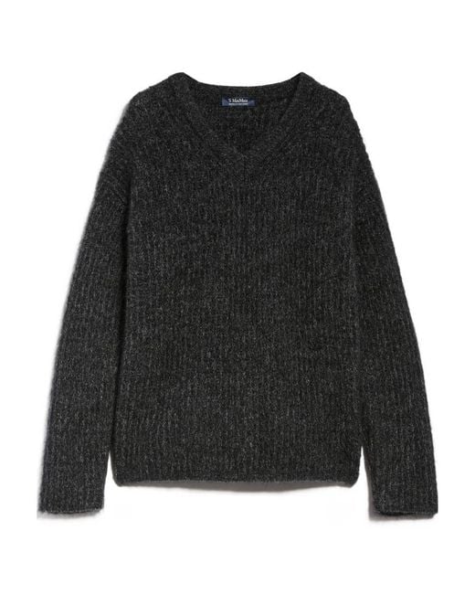 Max Mara Black Rib Knitted Wool Sweater
