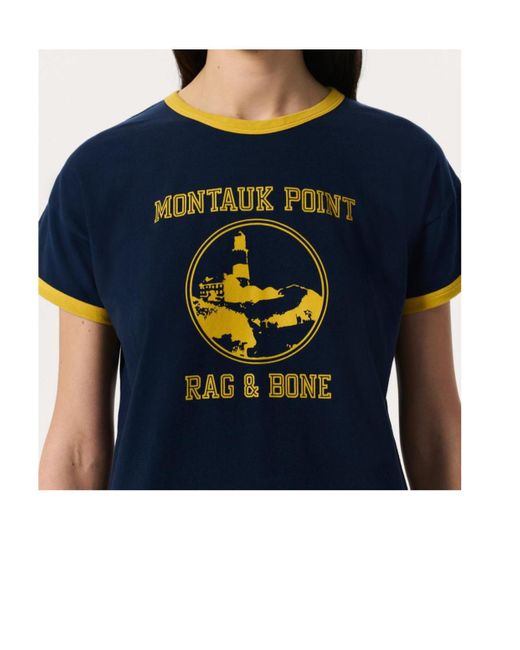 Rag & Bone Blue Montauk Boxy Ringer Tee