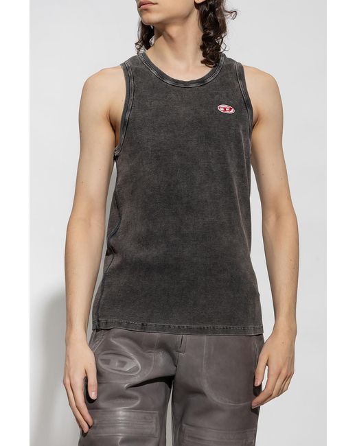 DIESEL Black Logo-Embroidered Sleeveless Tank Top for men