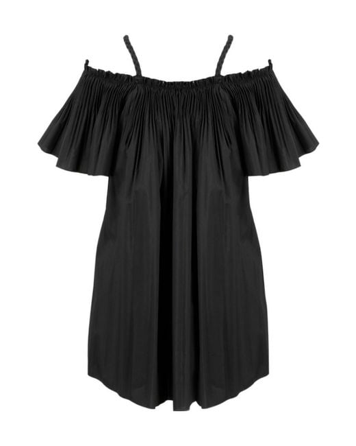 RED Valentino Black Pleated Strapped Top