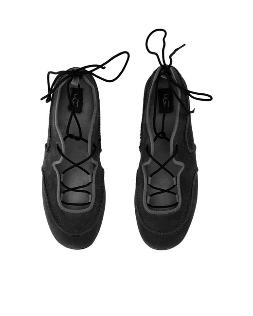 Ugg Black Quill Ballet Sneaker Sheepskin Shoes