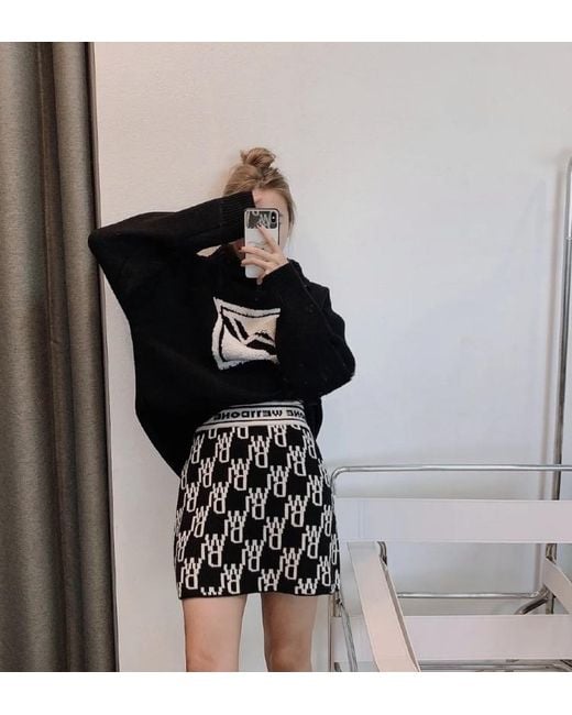 we11done Black Barrage Letter Skirt