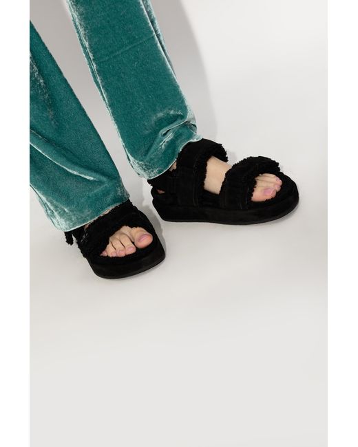 Tory Burch Black Double T-Plaque Touch-Strap Suede Sandals