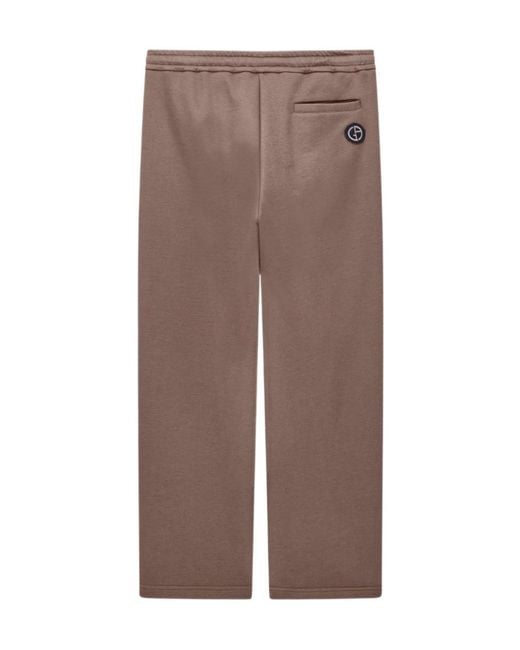 Giorgio Armani Brown Drawstring Logo-Patch Trousers for men