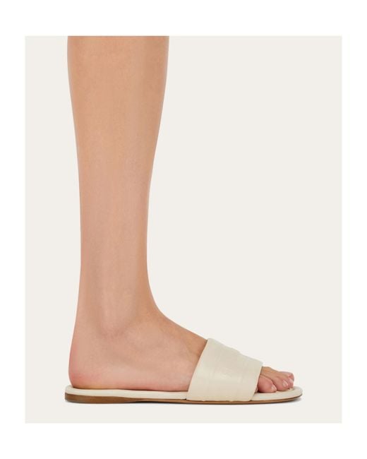 Ferragamo White Slide With Logo
