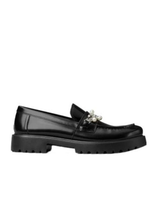 Tory Burch Black Embellished Lug Loafers