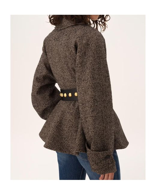 Chloé Brown Chloé Double-Breasted Short Riding Coat