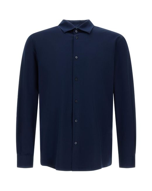 Herno Blue Superfine Stretch Shirt for men