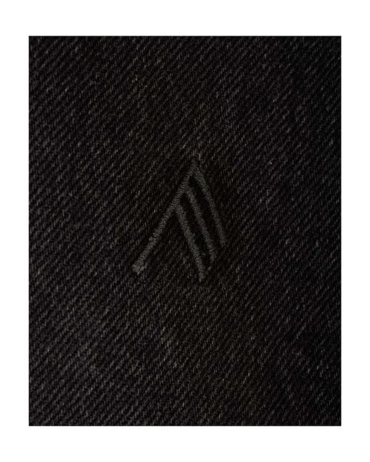 The Attico Blue The Logo Embroidered Buttoned Denim Shirt