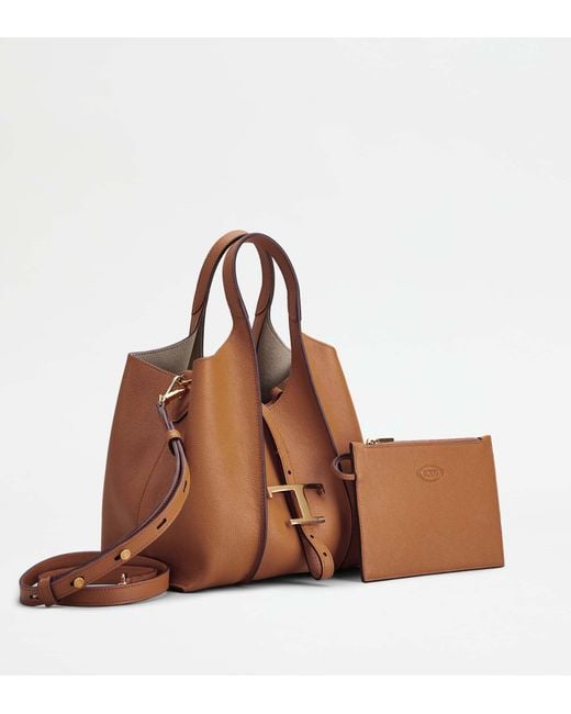 Tod's Brown Timeless Logo Plaque Mini Tote Bag