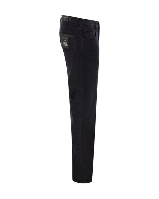 7 For All Mankind Black Slimmy Tapered Low Jeans for men