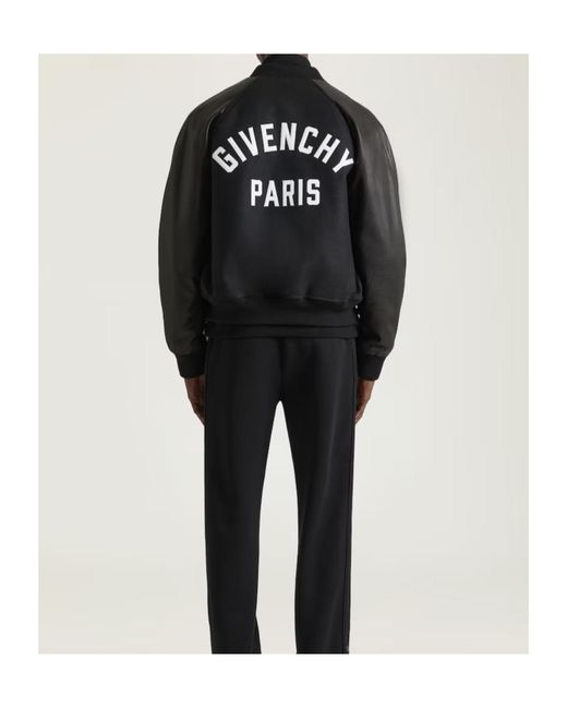 Givenchy Black Apos;S Mixed Material Wool And Leather Bomber Jacket for men