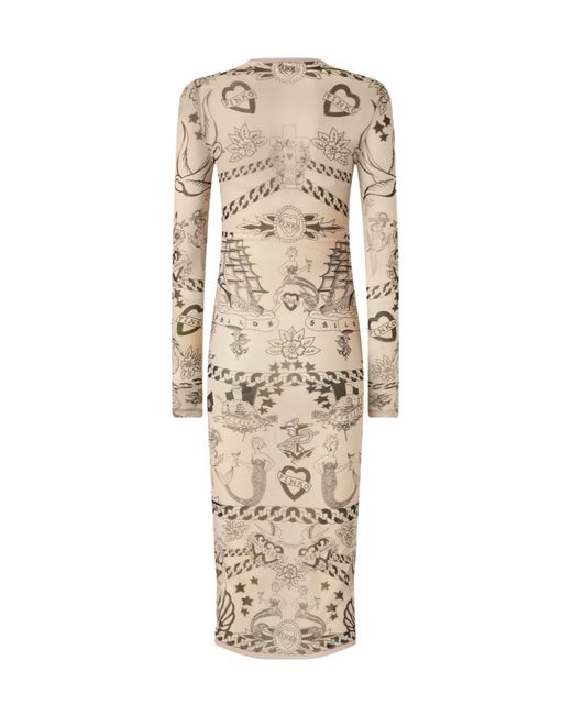 Pinko Natural Aneletti Printed Tulle Dress