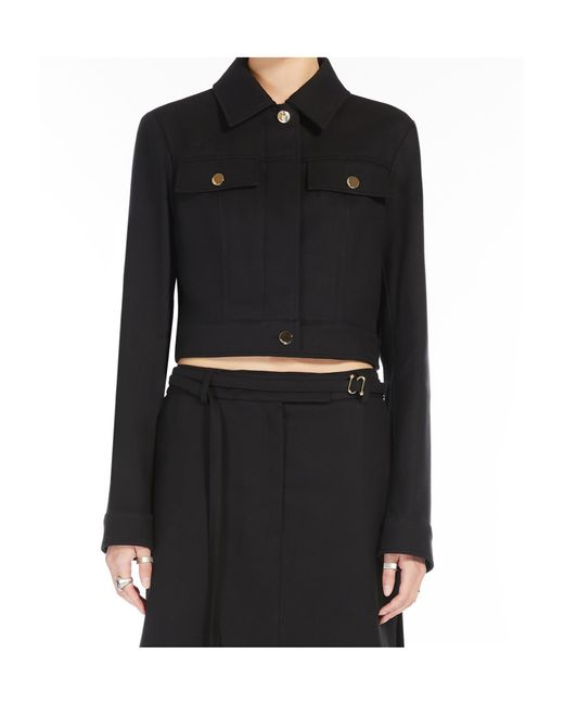 Sportmax Black Cotton Cady Cropped Jacket