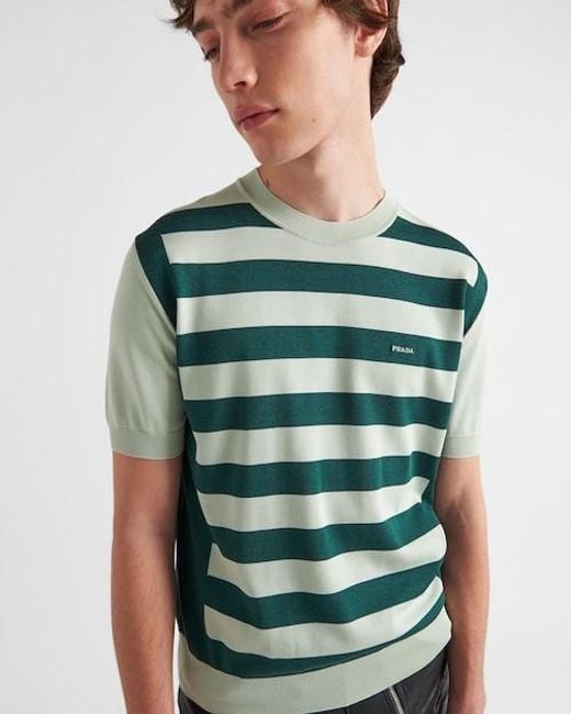 Prada Green Round Neck Sweater for men