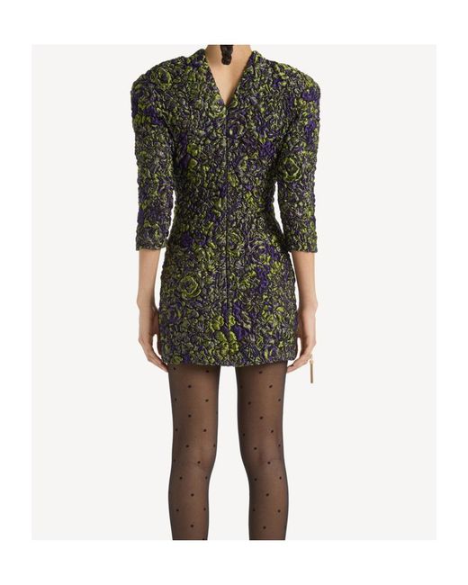 Balmain Black Cloqué Jacquard Dress
