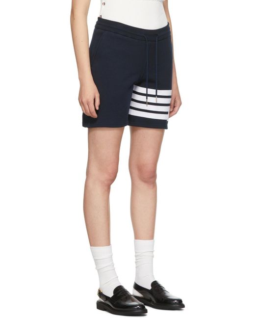 Thom Browne Blue 4-Bar Drawstring Track Shorts