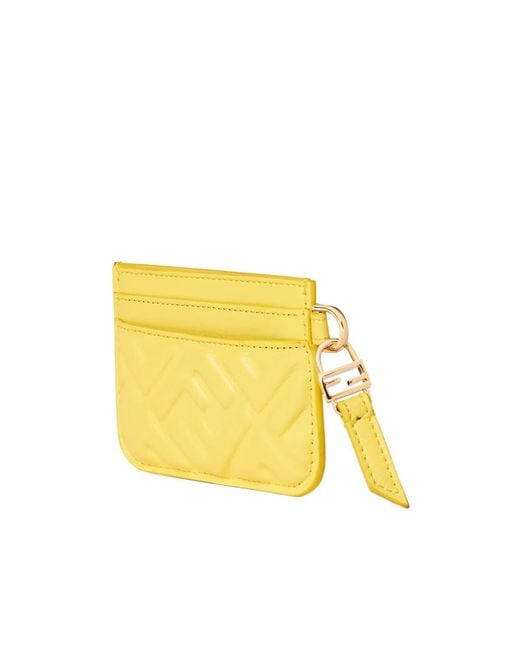 Fendi Yellow Baguette Ff Embossed Card Case
