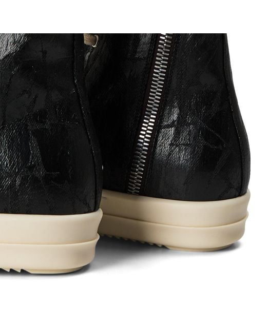 Rick Owens Black Solid Color High-Top Casual Shoes for men
