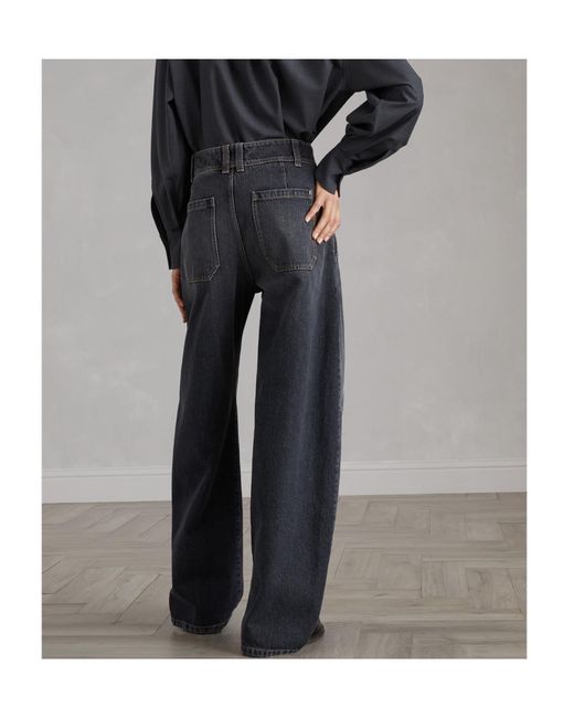 Brunello Cucinelli Blue High-Waisted Wide-Leg Jeans
