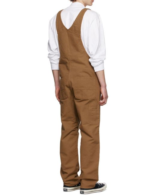 Carhartt Brown Logo-Patch Straight-Leg Dungarees for men