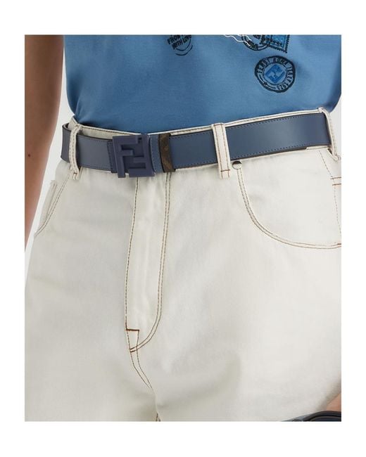 Fendi Blue Ff Squared Reversible Belt for men