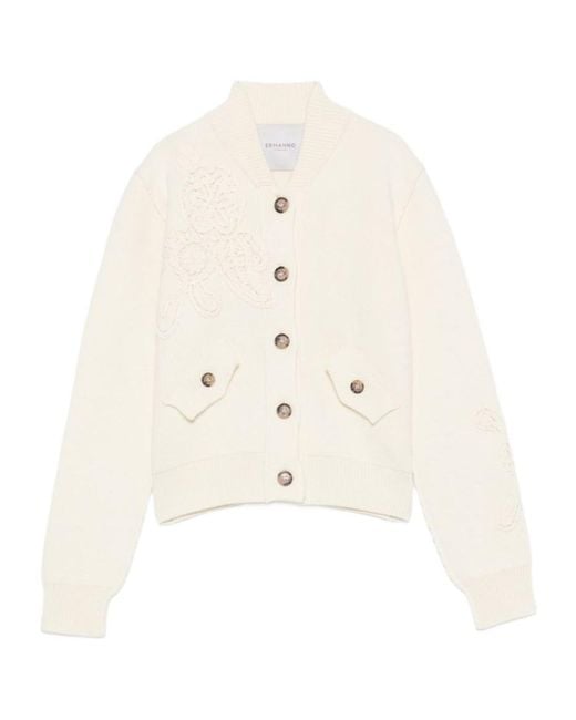 ERMANNO FIRENZE White Single-Breasted Long-Sleeve Knit Top